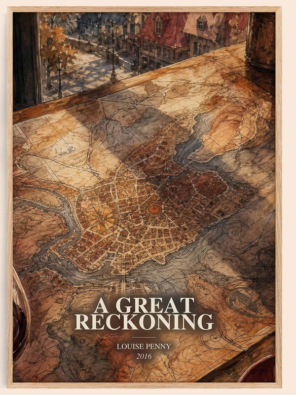 A Great Reckoning watercolour book poster by Louise Penny – framed literary art print