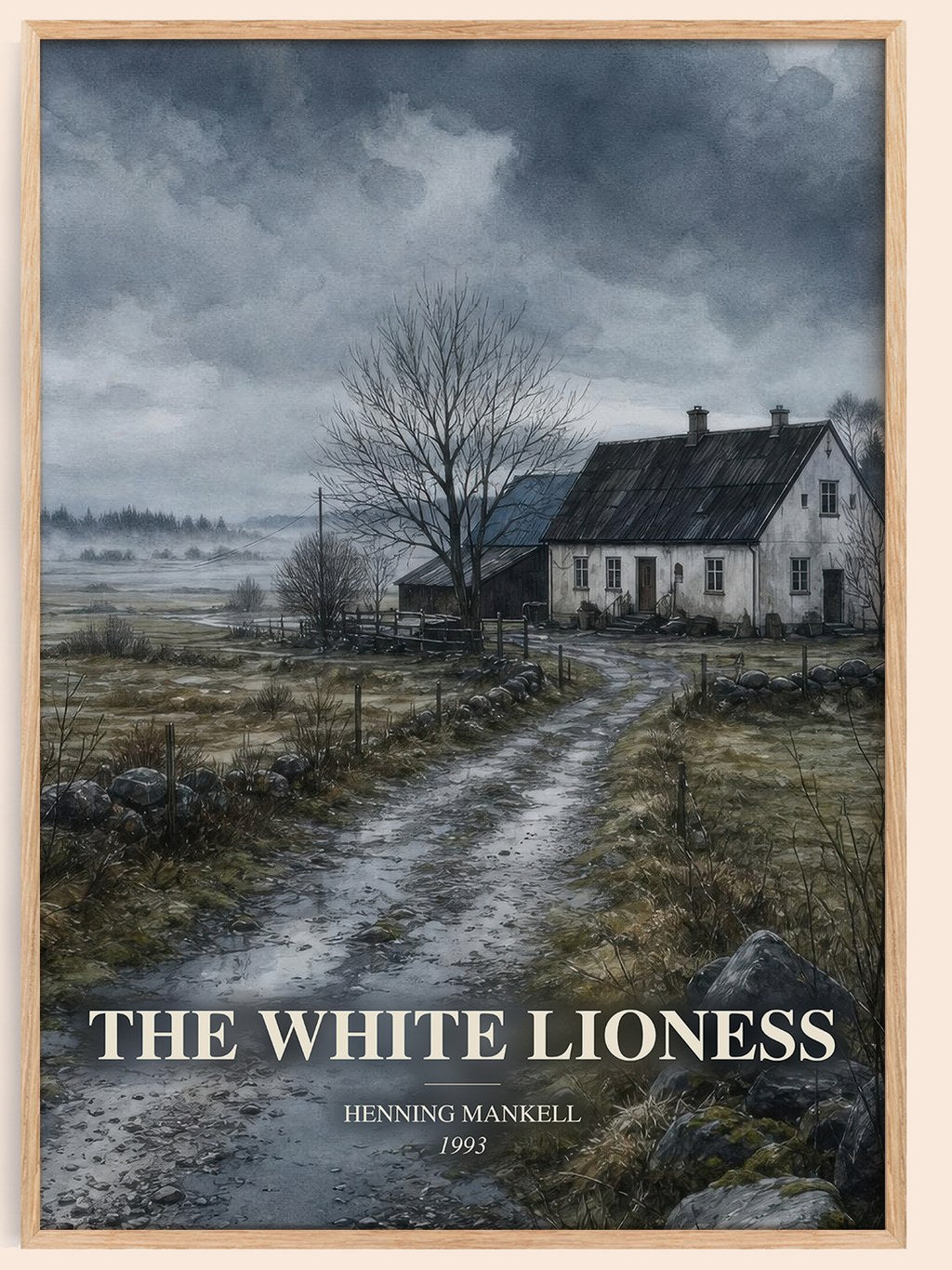 The White Lioness watercolour book poster by Henning Mankell – framed literary art print