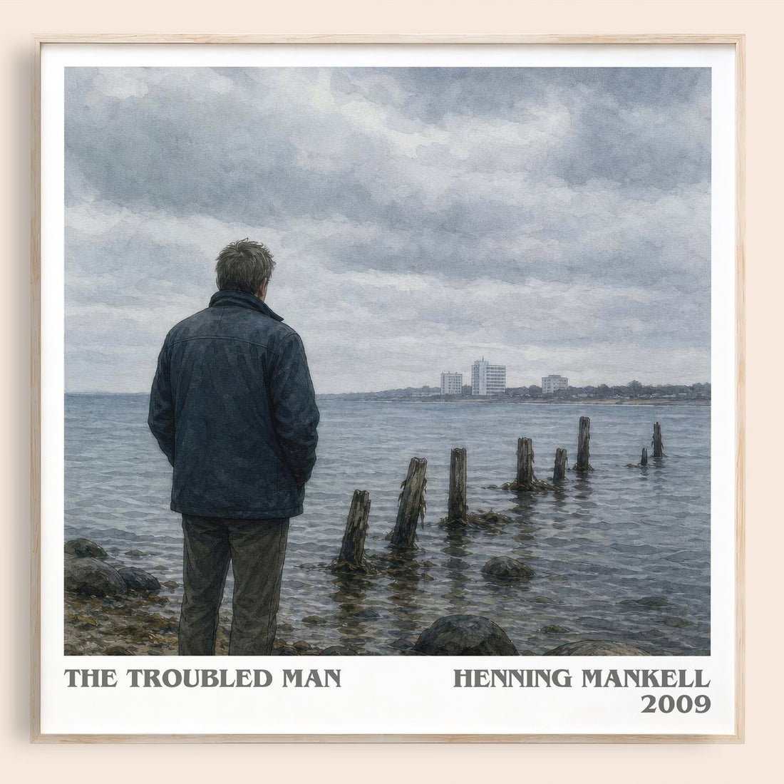 The Troubled Man literary book poster by Henning Mankell – framed literary art print