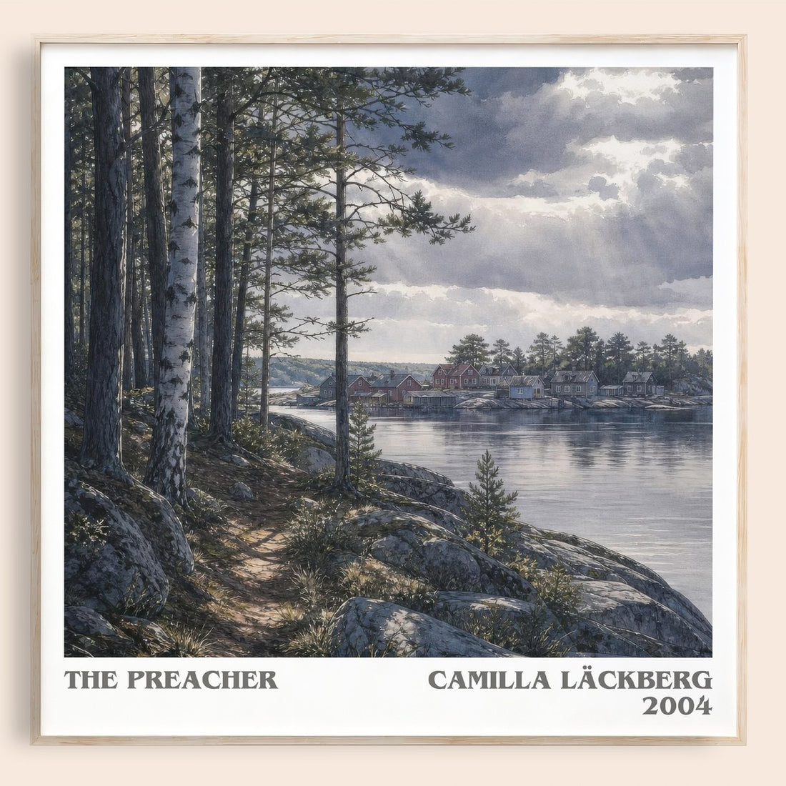 The Preacher literary book poster by Camilla Läckberg – framed literary art print