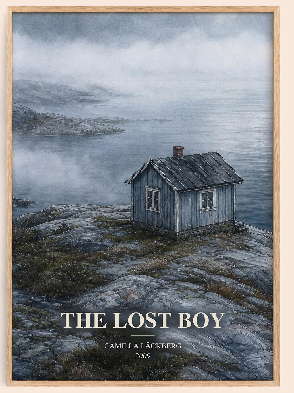 The Lost Boy watercolour book poster by Camilla Läckberg – framed literary art print