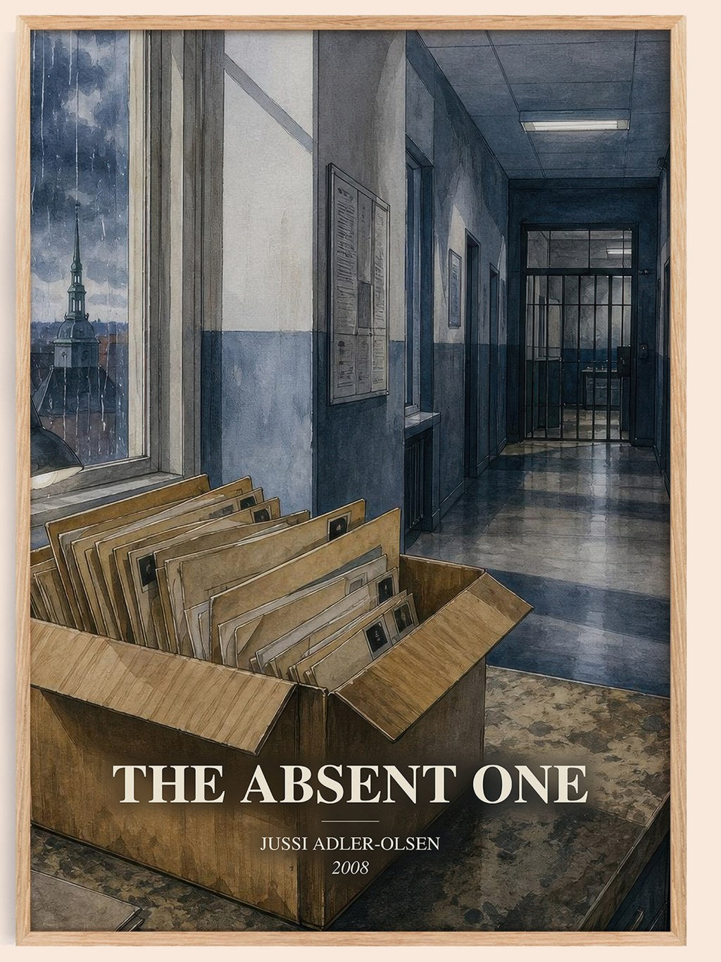 The Absent One watercolour book poster by Jussi Adler-Olsen – framed literary art print
