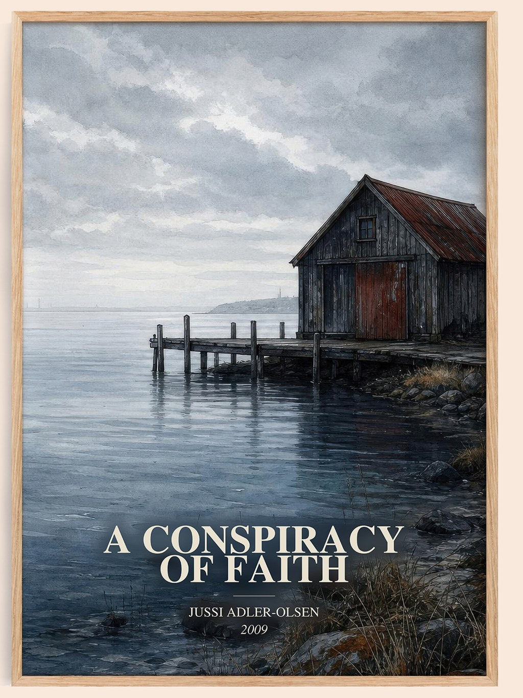 A Conspiracy of Faith watercolour book poster by Jussi Adler-Olsen – framed literary art print