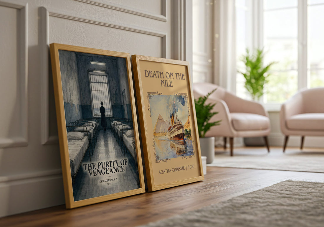 Purity of Vengeance Book Watercolour Illustration by Jussi Adler-Olsen – framed print leaning beside a second print
