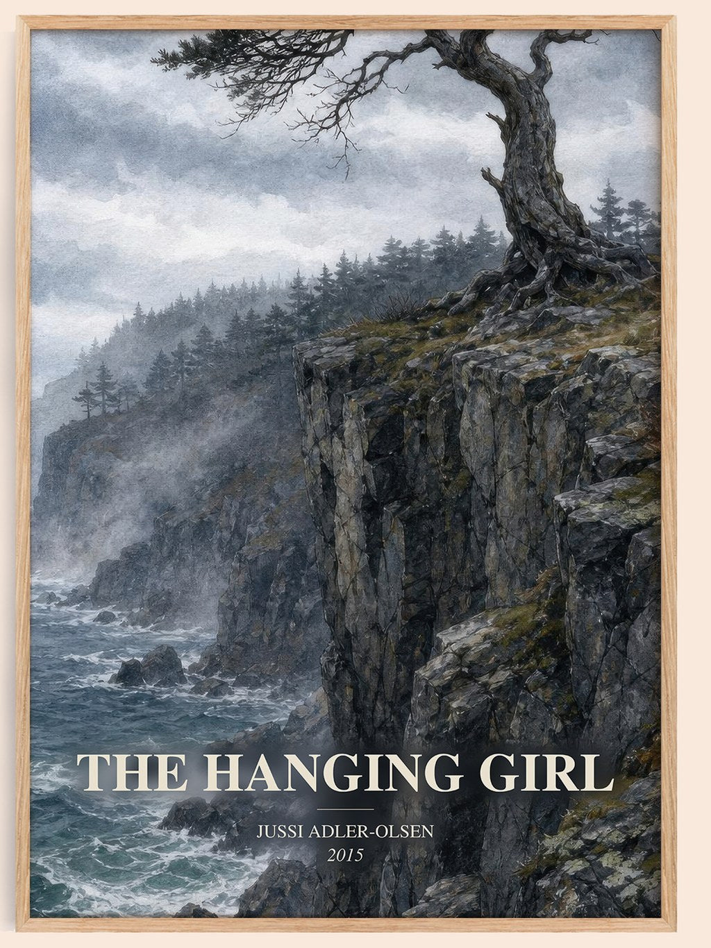 The Hanging Girl watercolour book poster by Jussi Adler-Olsen – framed literary art print