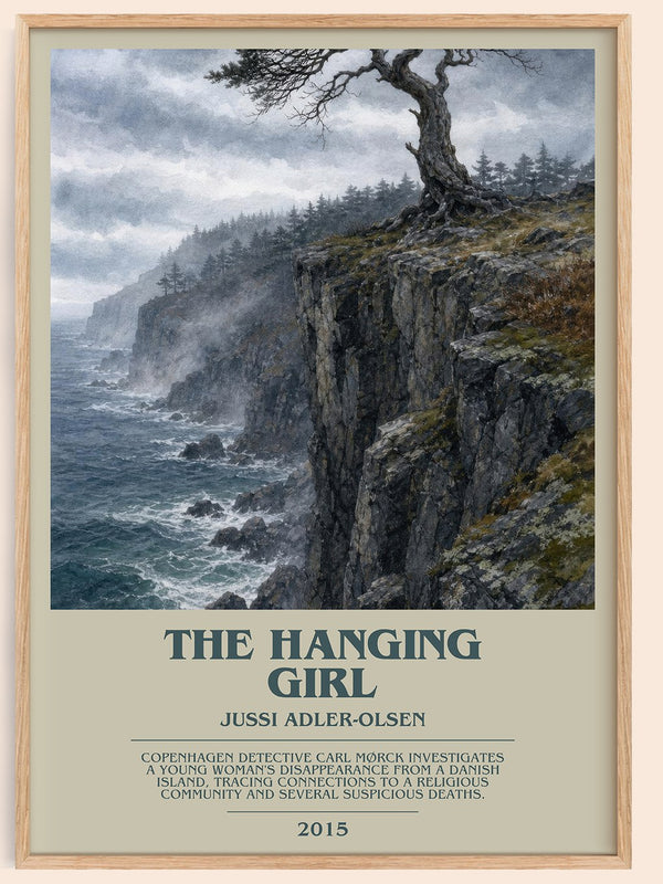 The Hanging Girl bookish book poster by Jussi Adler-Olsen – framed literary art print