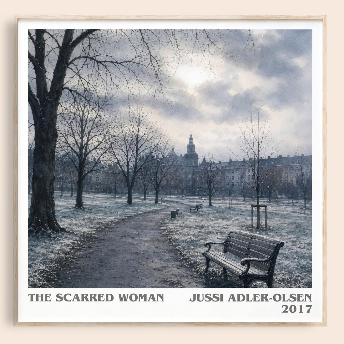 The Scarred Woman literary book poster by Jussi Adler-Olsen – framed literary art print