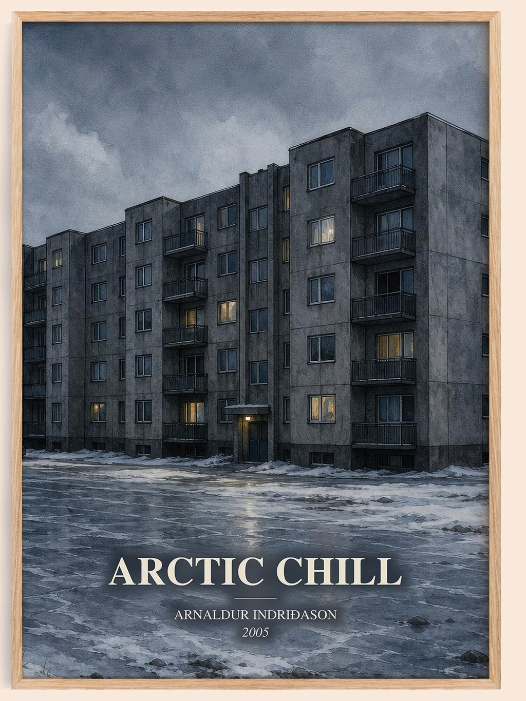 Arctic Chill watercolour book poster by Arnaldur Indriðason – framed literary art print