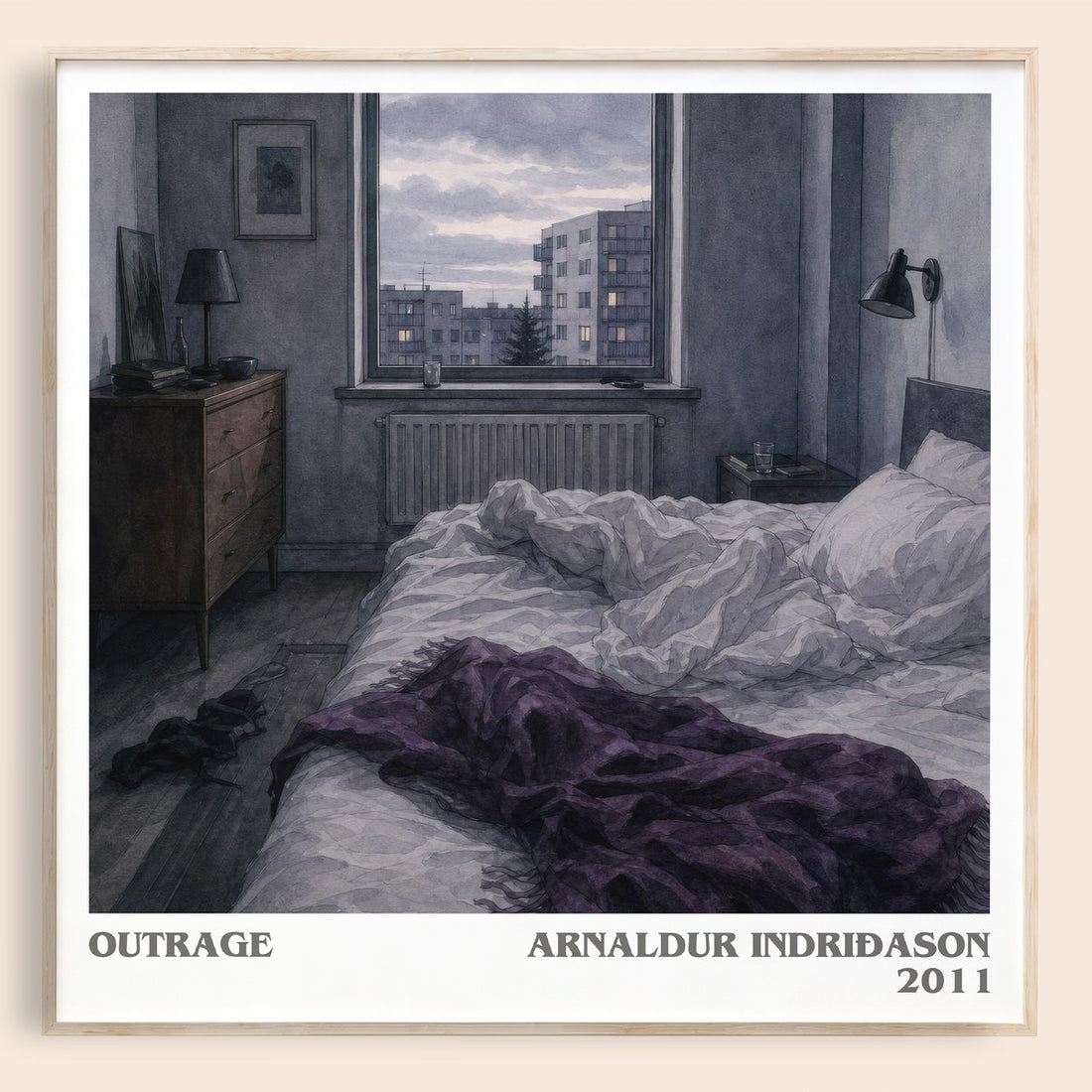 Outrage literary book poster by Arnaldur Indriðason – framed literary art print