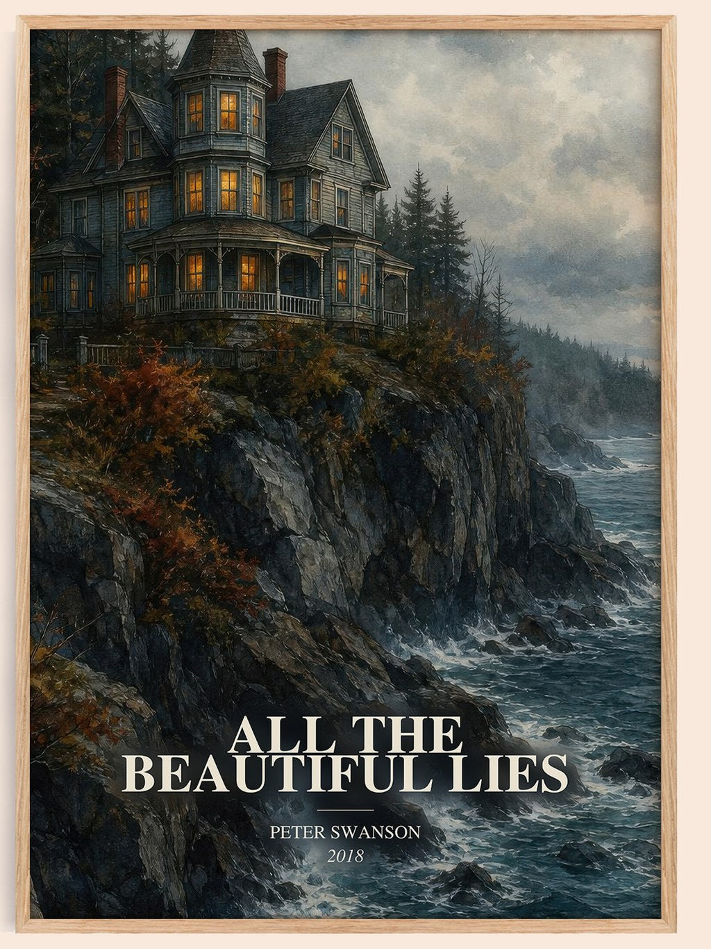 All the Beautiful Lies watercolour book poster by Peter Swanson – framed literary art print