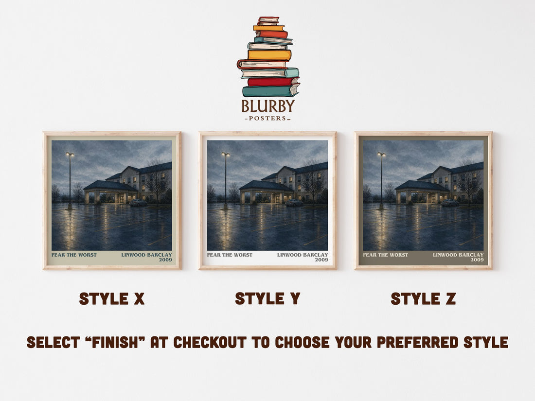 Fear the Worst literary print in frame leaning in hallway – thriller wall art (mockup)