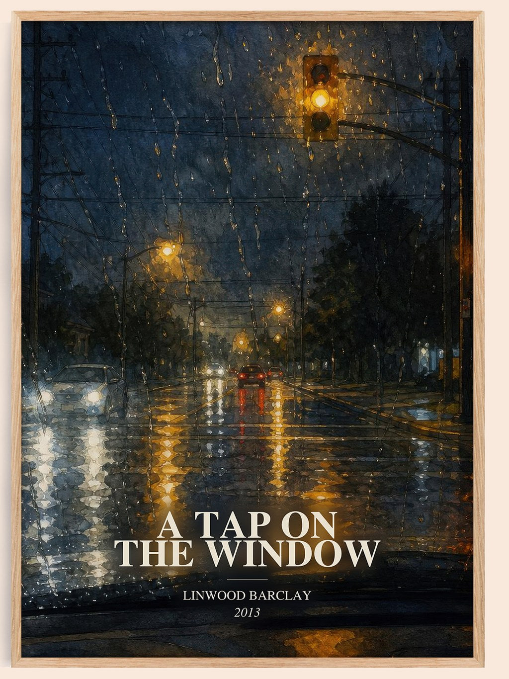 A Tap on the Window watercolour book poster by Linwood Barclay – framed literary art print