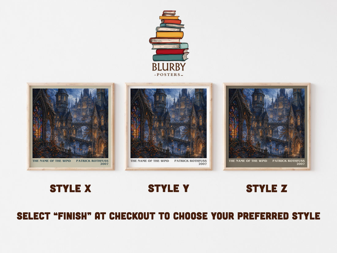 The Name of the Wind literary print in frame leaning in hallway – fantasy wall art (mockup)