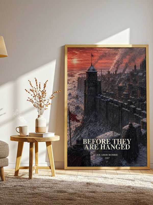 Before They Are Hanged watercolour print in frame leaning in hallway – fantasy wall art