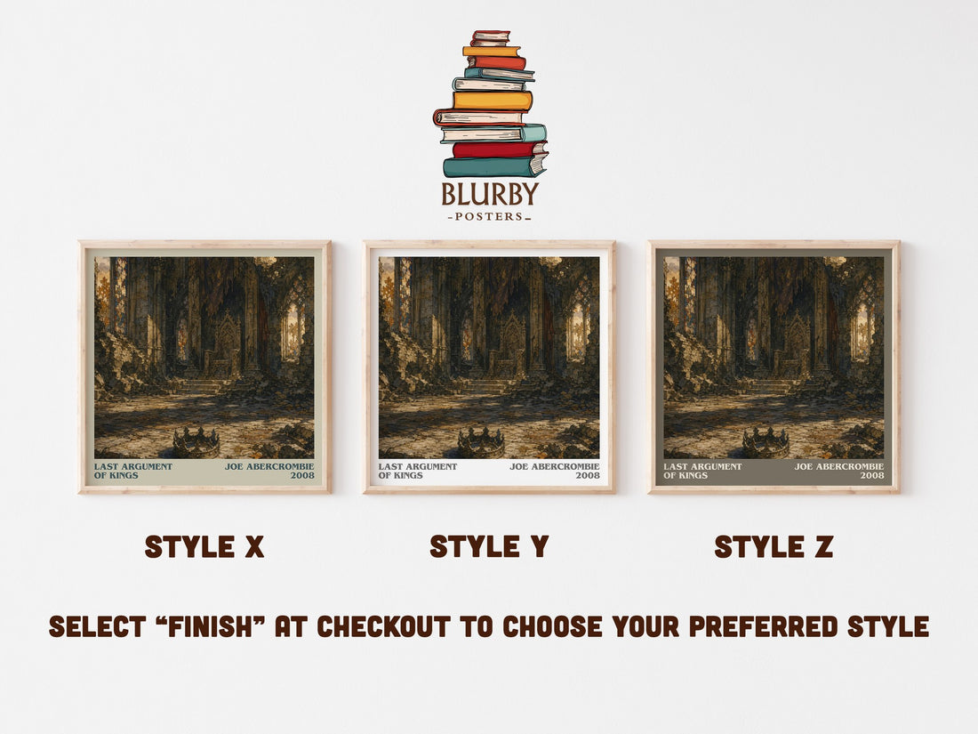 Last Argument of Kings literary print in frame leaning in hallway – fantasy wall art (mockup)