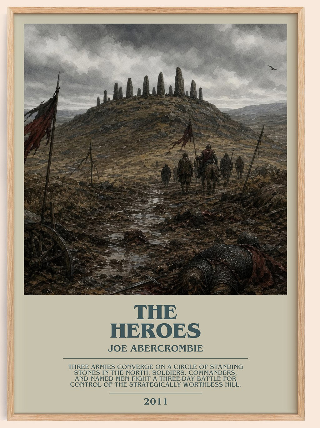 The Heroes bookish book poster by Joe Abercrombie – framed literary art print