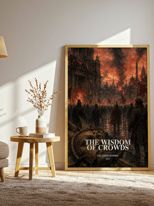 The Wisdom of Crowds watercolour print in frame leaning in hallway – fantasy wall art