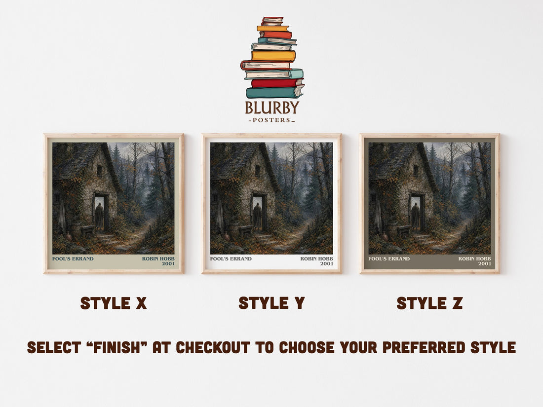 Fool's Errand literary print in frame leaning in hallway – fantasy wall art (mockup)