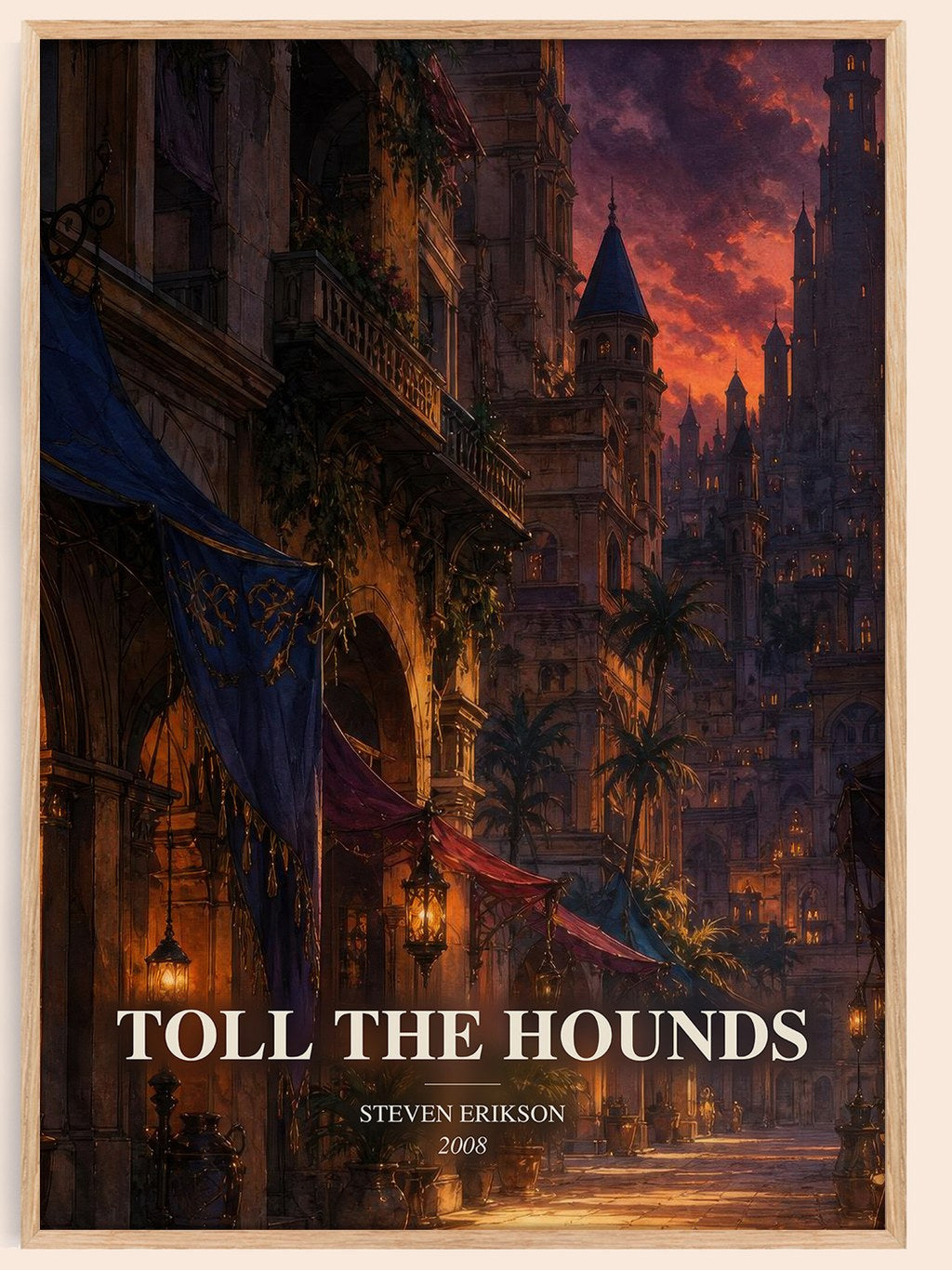 Toll the Hounds watercolour book poster by Steven Erikson – framed literary art print