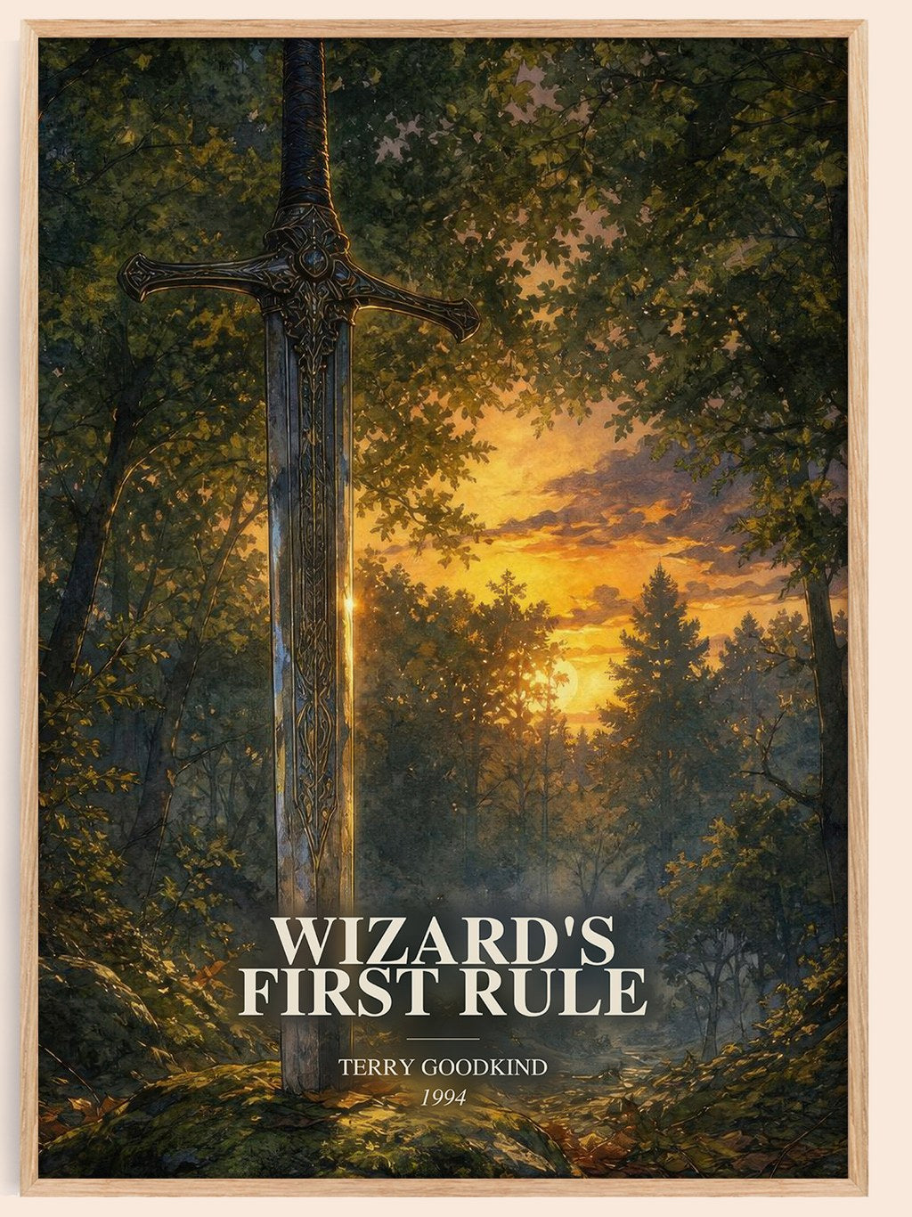 Wizard's First Rule watercolour book poster by Terry Goodkind – framed literary art print