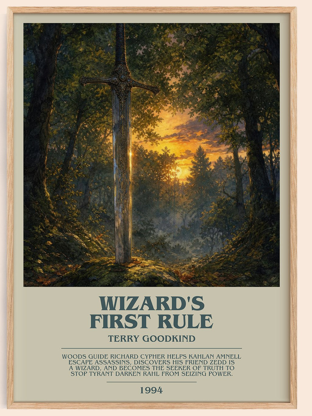Wizard's First Rule bookish book poster by Terry Goodkind – framed literary art print