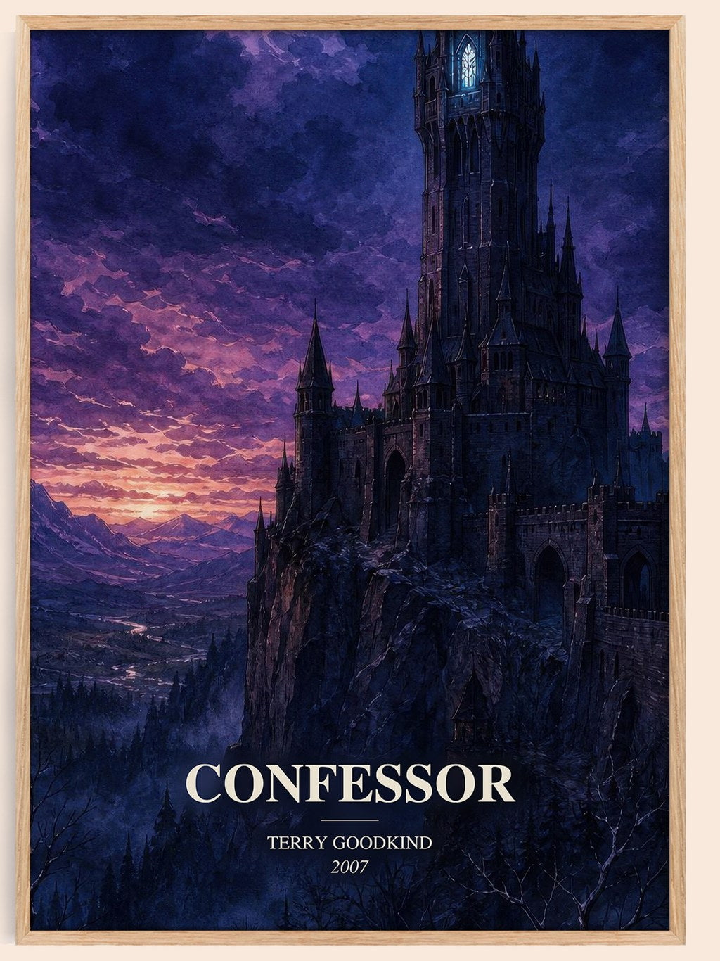 Confessor watercolour book poster by Terry Goodkind – framed literary art print