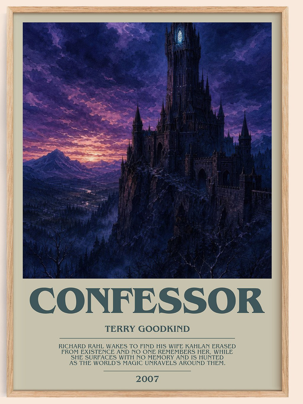 Confessor bookish book poster by Terry Goodkind – framed literary art print