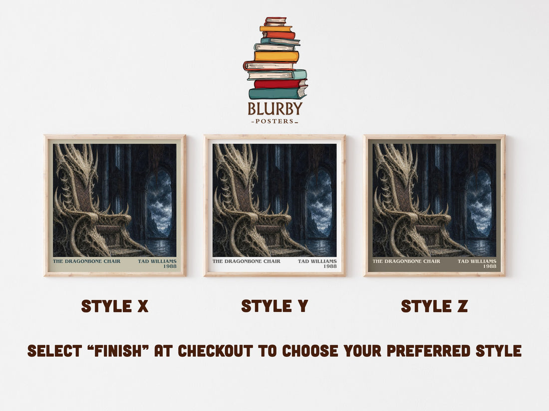 The Dragonbone Chair literary print in frame leaning in hallway – fantasy wall art (mockup)