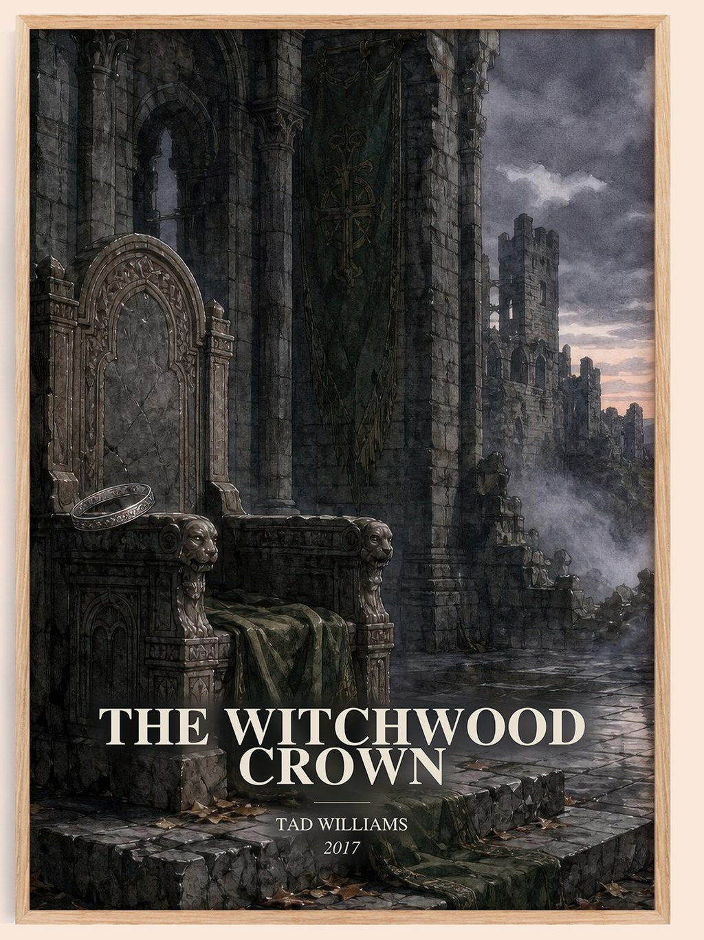 The Witchwood Crown watercolour book poster by Tad Williams – framed literary art print
