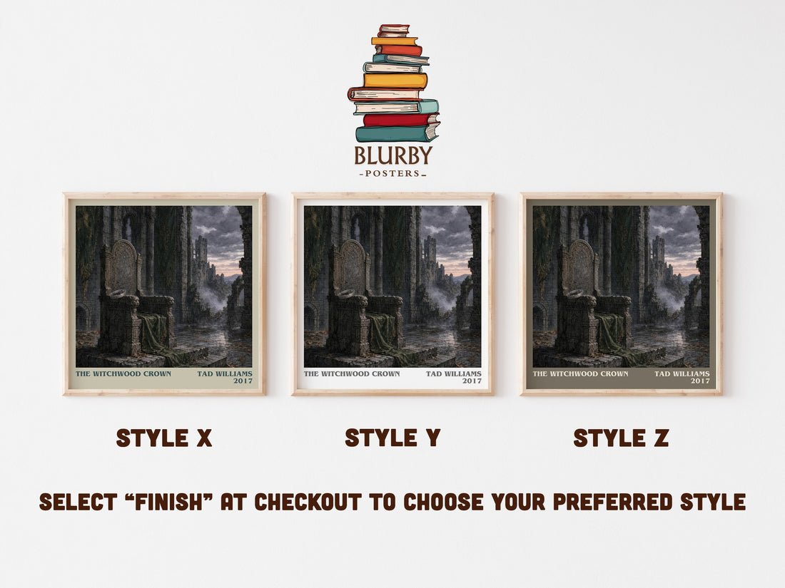The Witchwood Crown literary print in frame leaning in hallway – fantasy wall art (mockup)