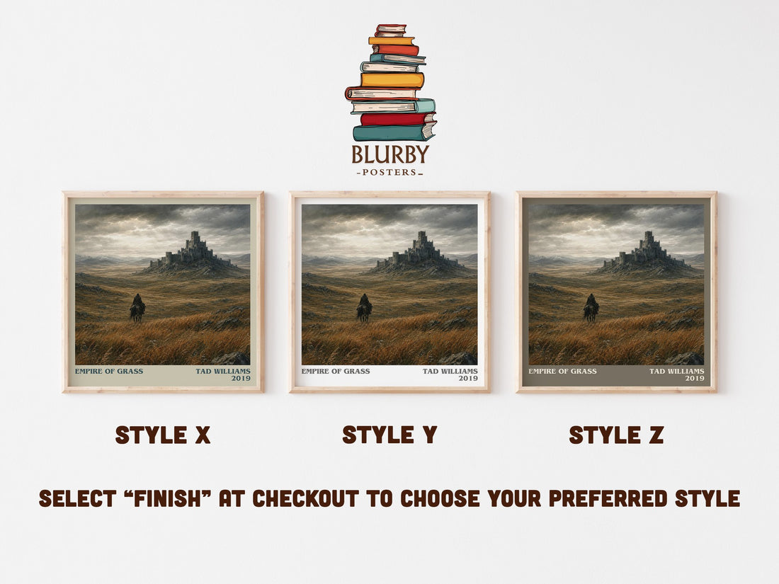 Empire of Grass literary print in frame leaning in hallway – fantasy wall art (mockup)