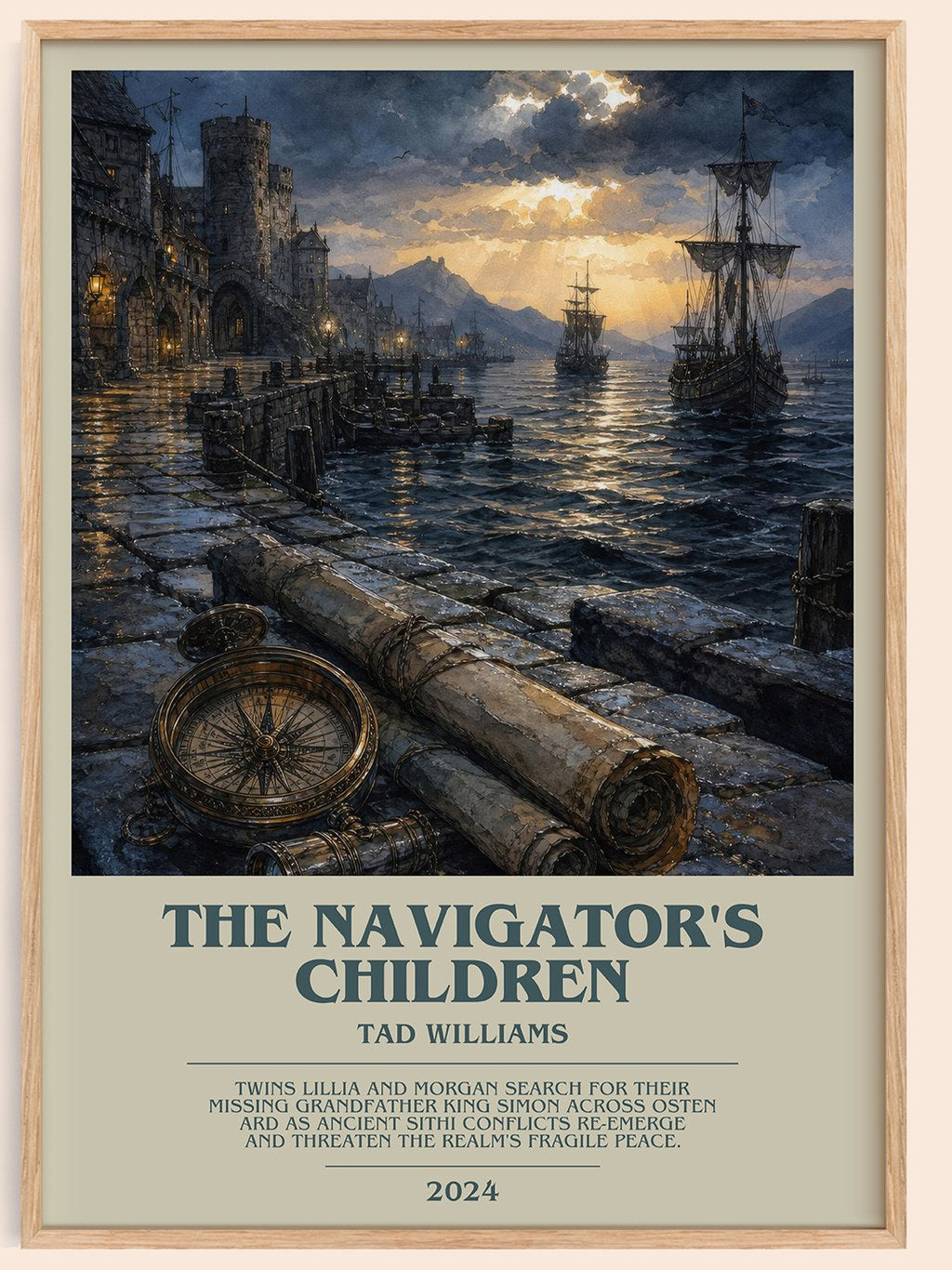 The Navigator's Children bookish book poster by Tad Williams – framed literary art print