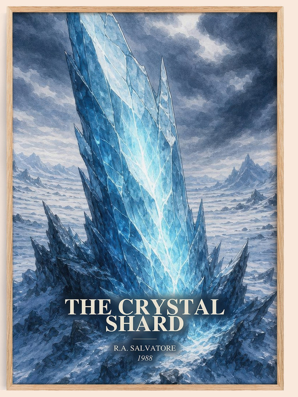 The Crystal Shard watercolour book poster by R.A. Salvatore – framed literary art print