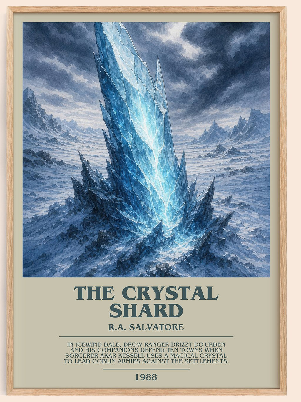 The Crystal Shard bookish book poster by R.A. Salvatore – framed literary art print