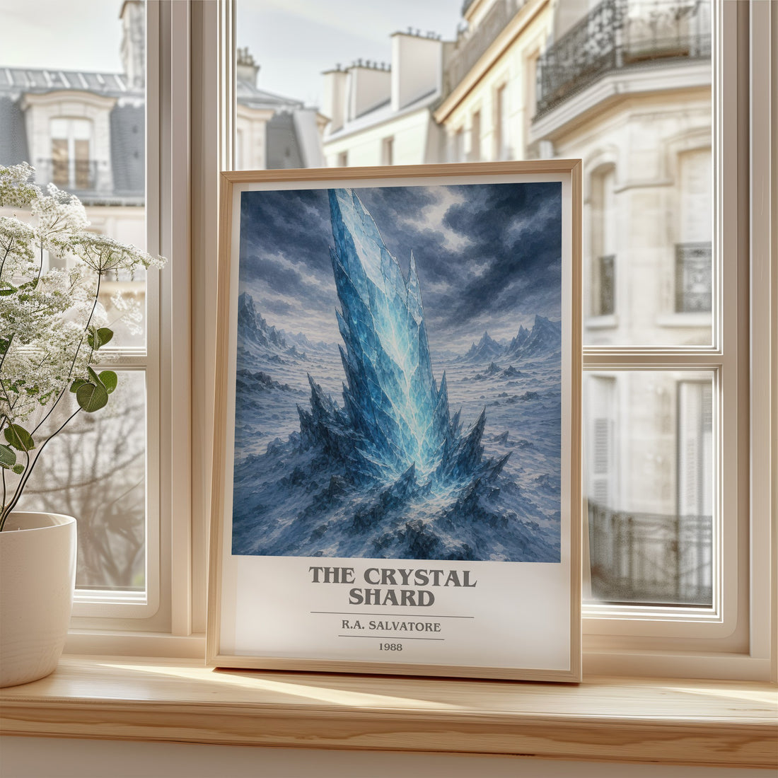 The Crystal Shard book cover poster colour and style options – R.A. Salvatore book art (mockup)