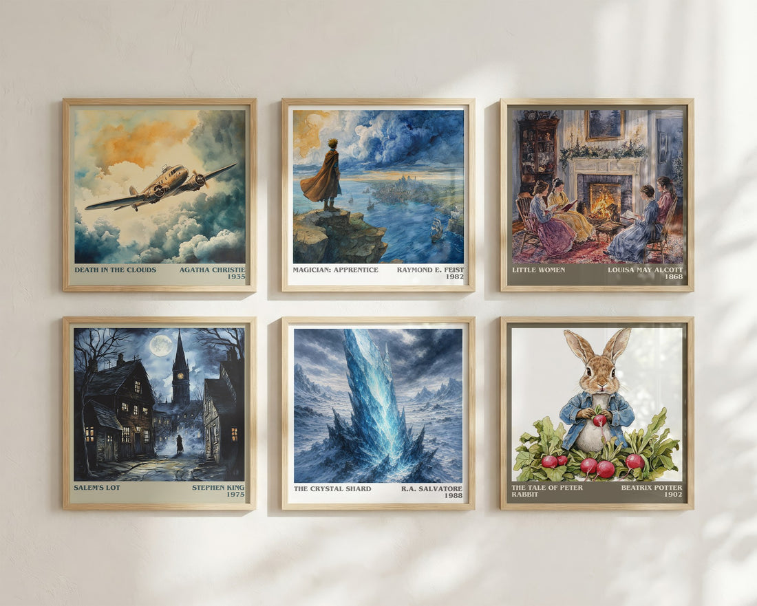 The Crystal Shard literary art print colour and style options – R.A. Salvatore book art (mockup)