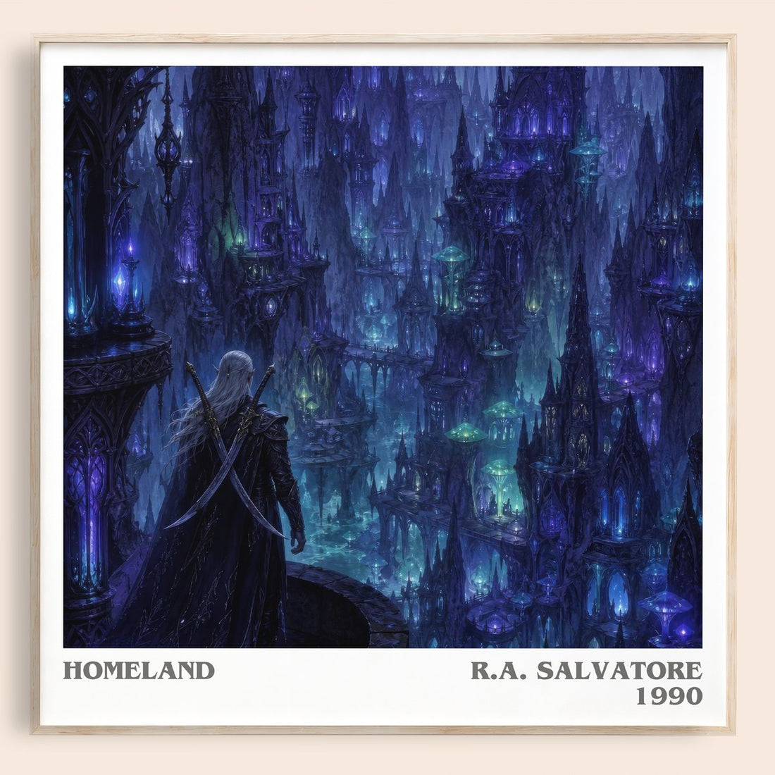 Homeland literary book poster by R.A. Salvatore – framed literary art print