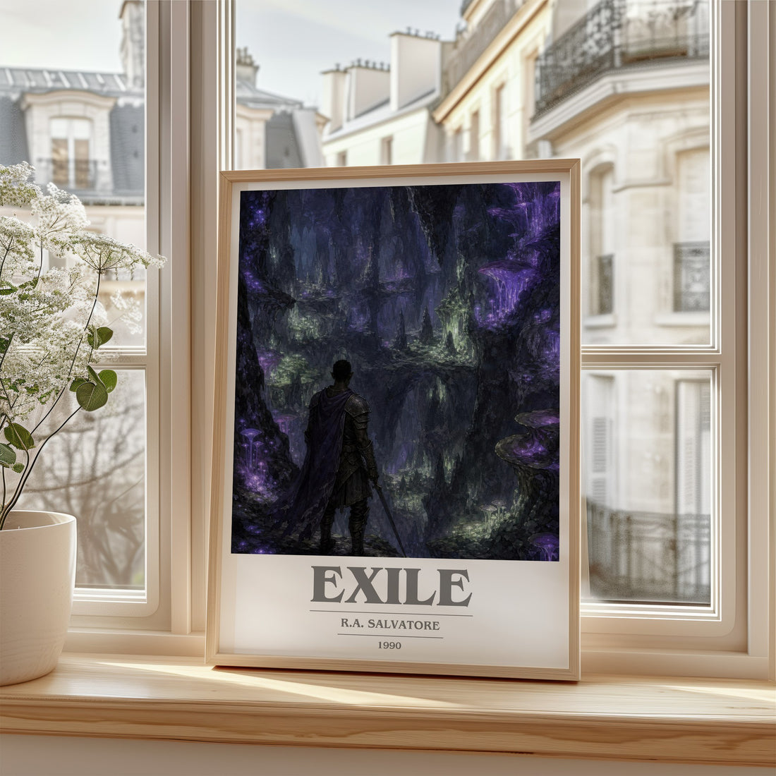 Exile book cover poster colour and style options – R.A. Salvatore book art