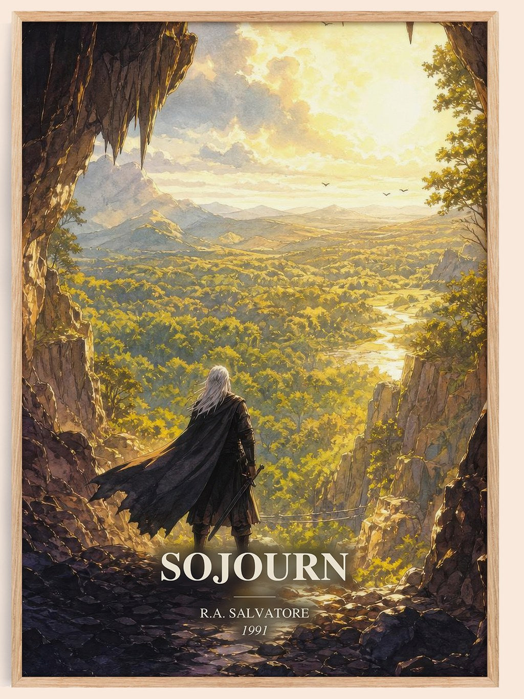 Sojourn watercolour book poster by R.A. Salvatore – framed literary art print
