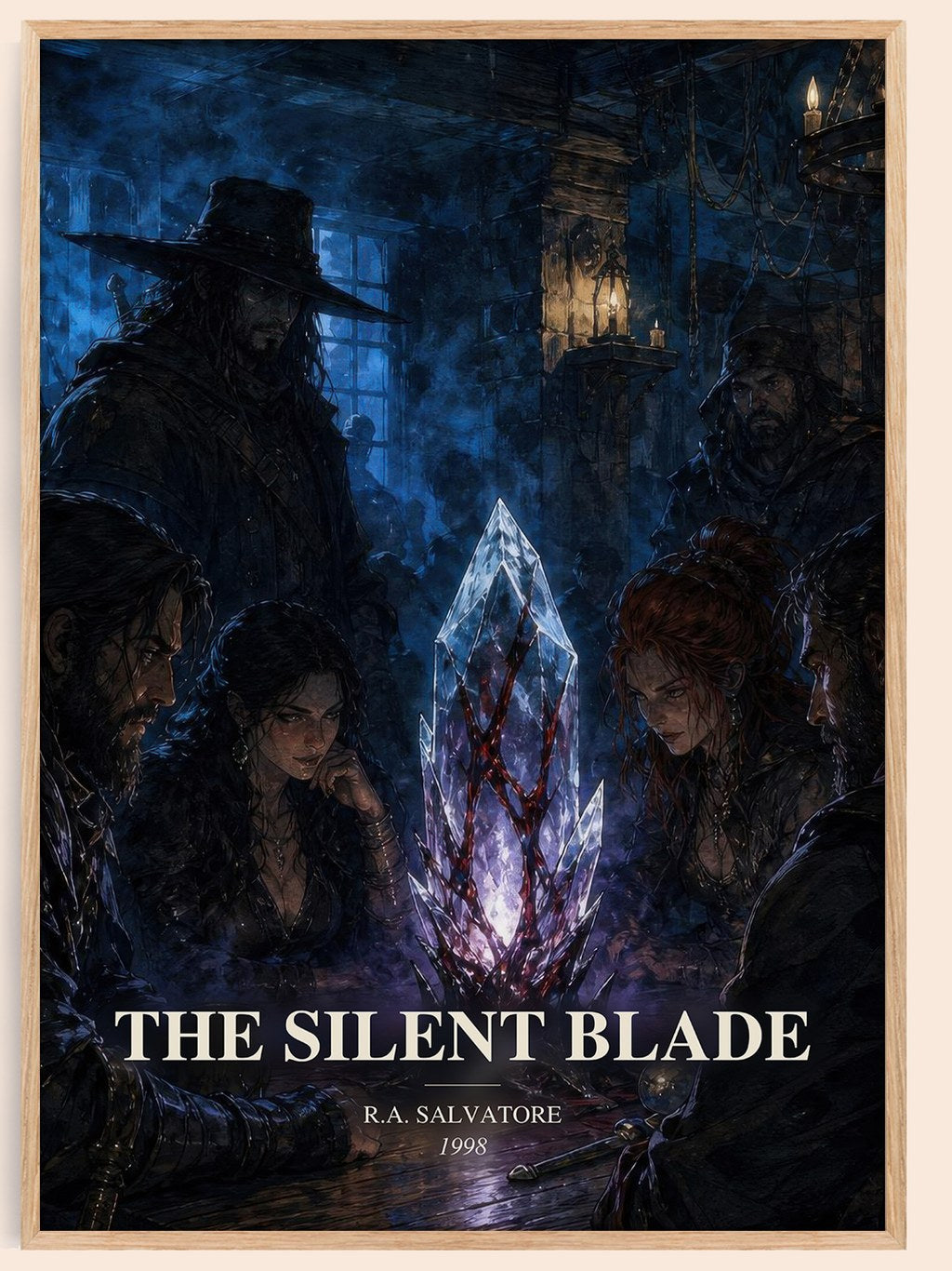 The Silent Blade watercolour book poster by R.A. Salvatore – framed literary art print