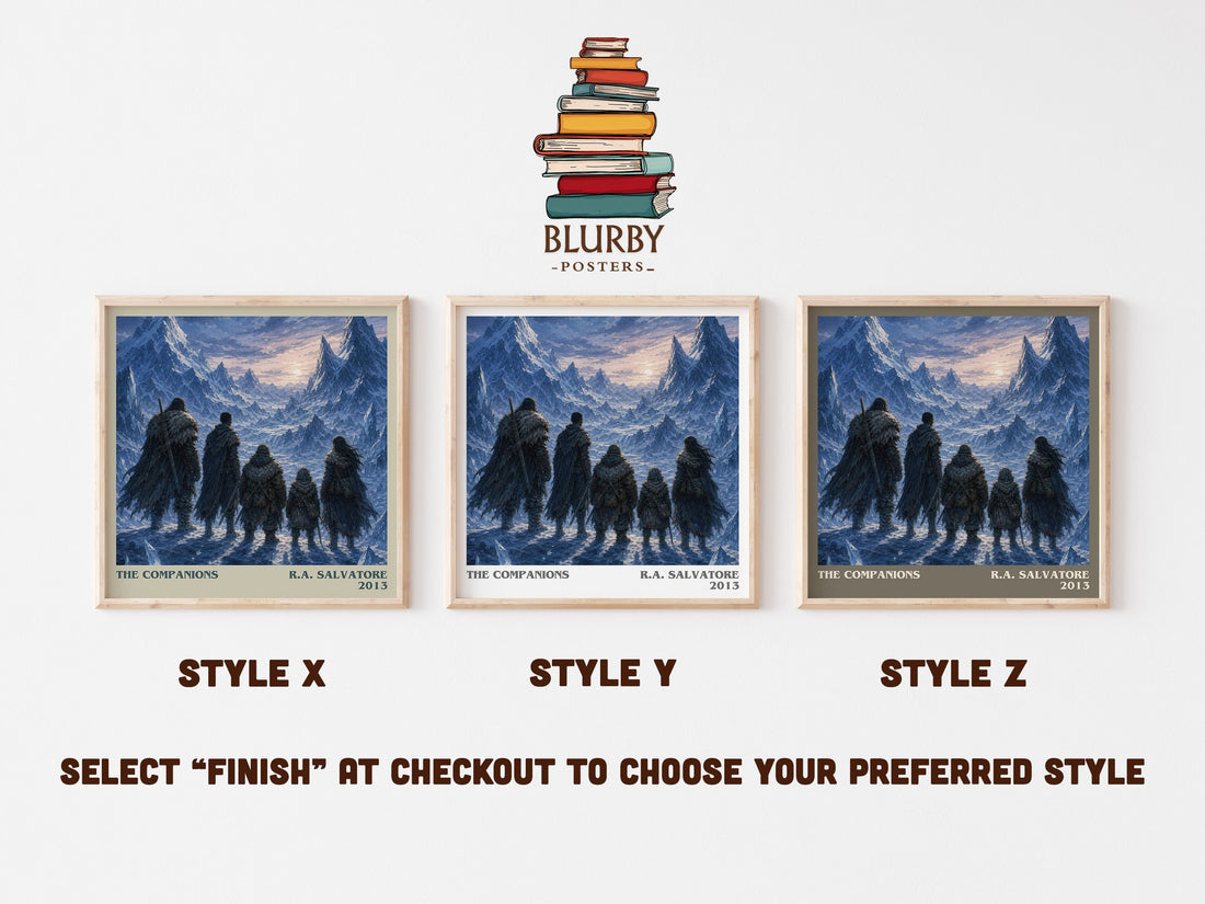 The Companions literary print in frame leaning in hallway – fantasy wall art (mockup)