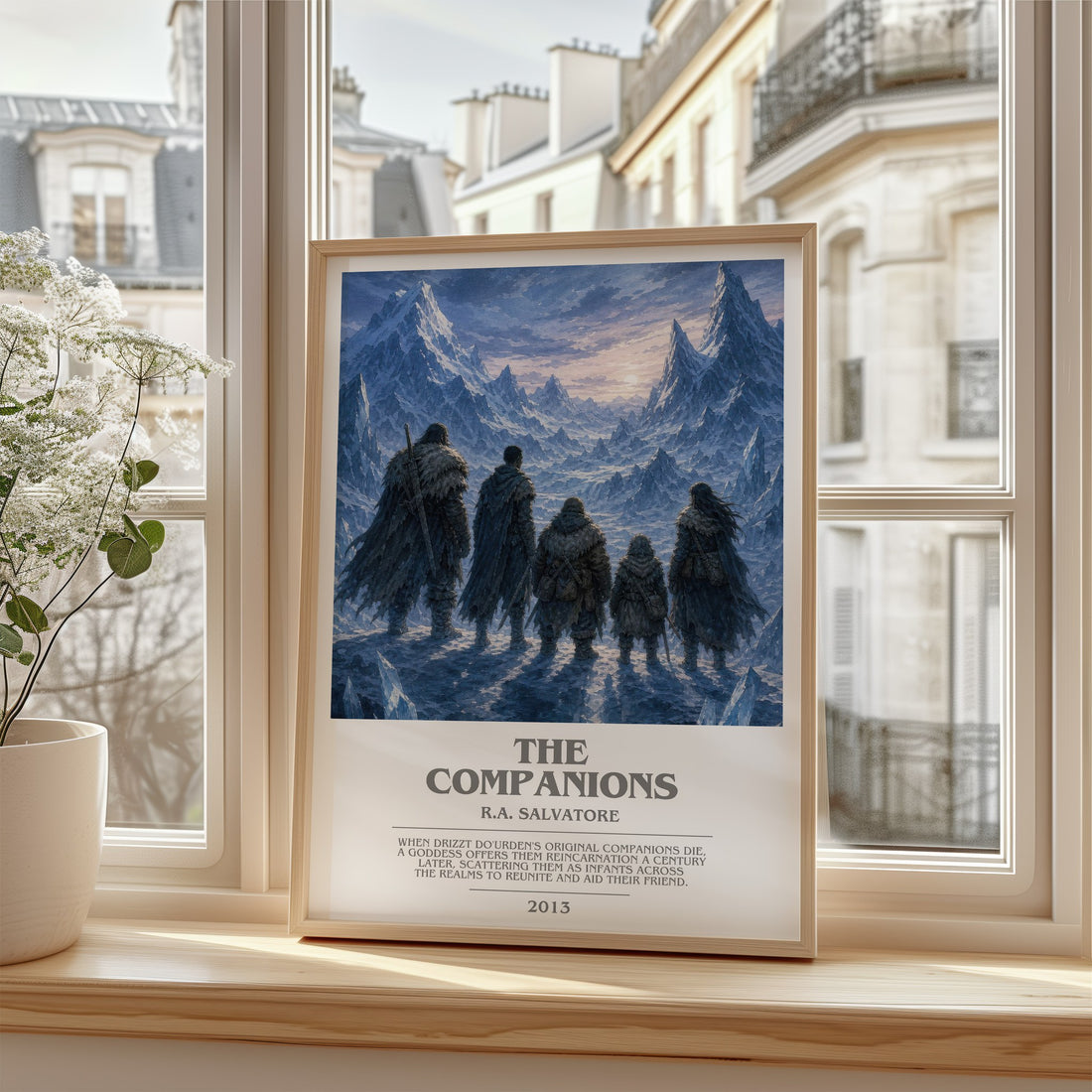 The Companions bookish poster colour and style options – R.A. Salvatore book art