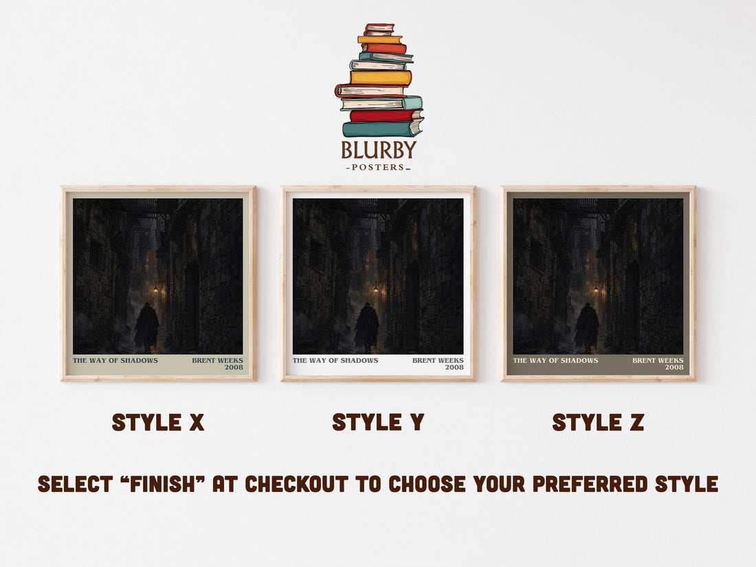 The Way of Shadows literary print in frame leaning in hallway – fantasy wall art (mockup)