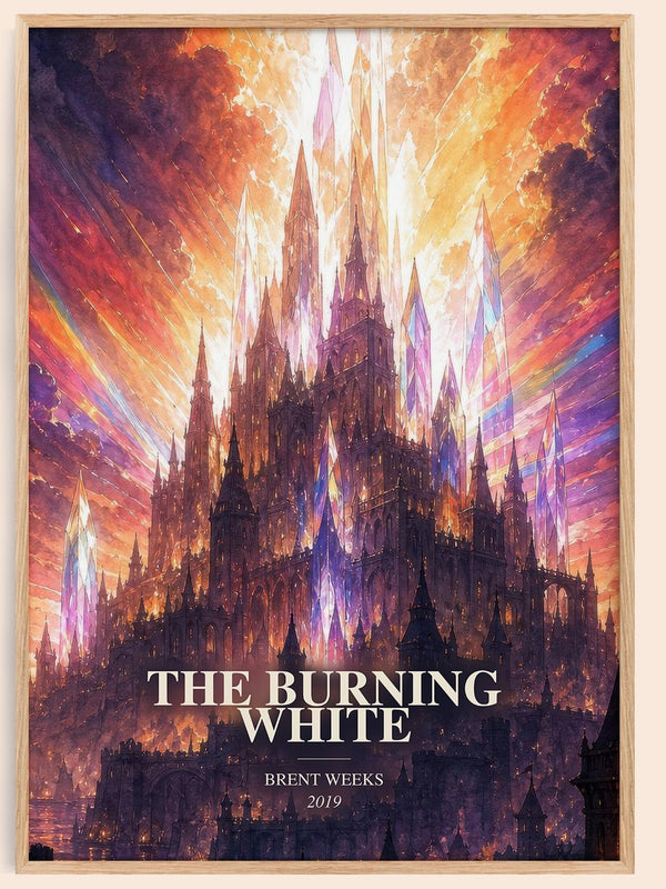 The Burning White watercolour book poster by Brent Weeks – framed literary art print