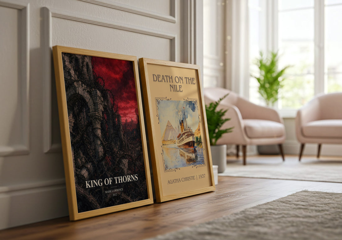 King of Thorns watercolour print framed by window – literary home decor