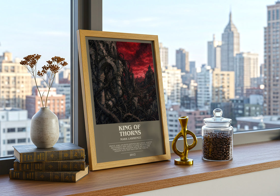 King of Thorns bookish print framed by window – literary home decor