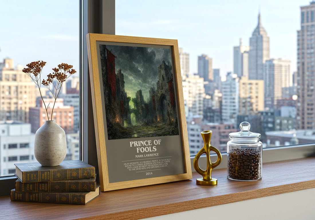 Prince of Fools bookish print framed by window – literary home decor