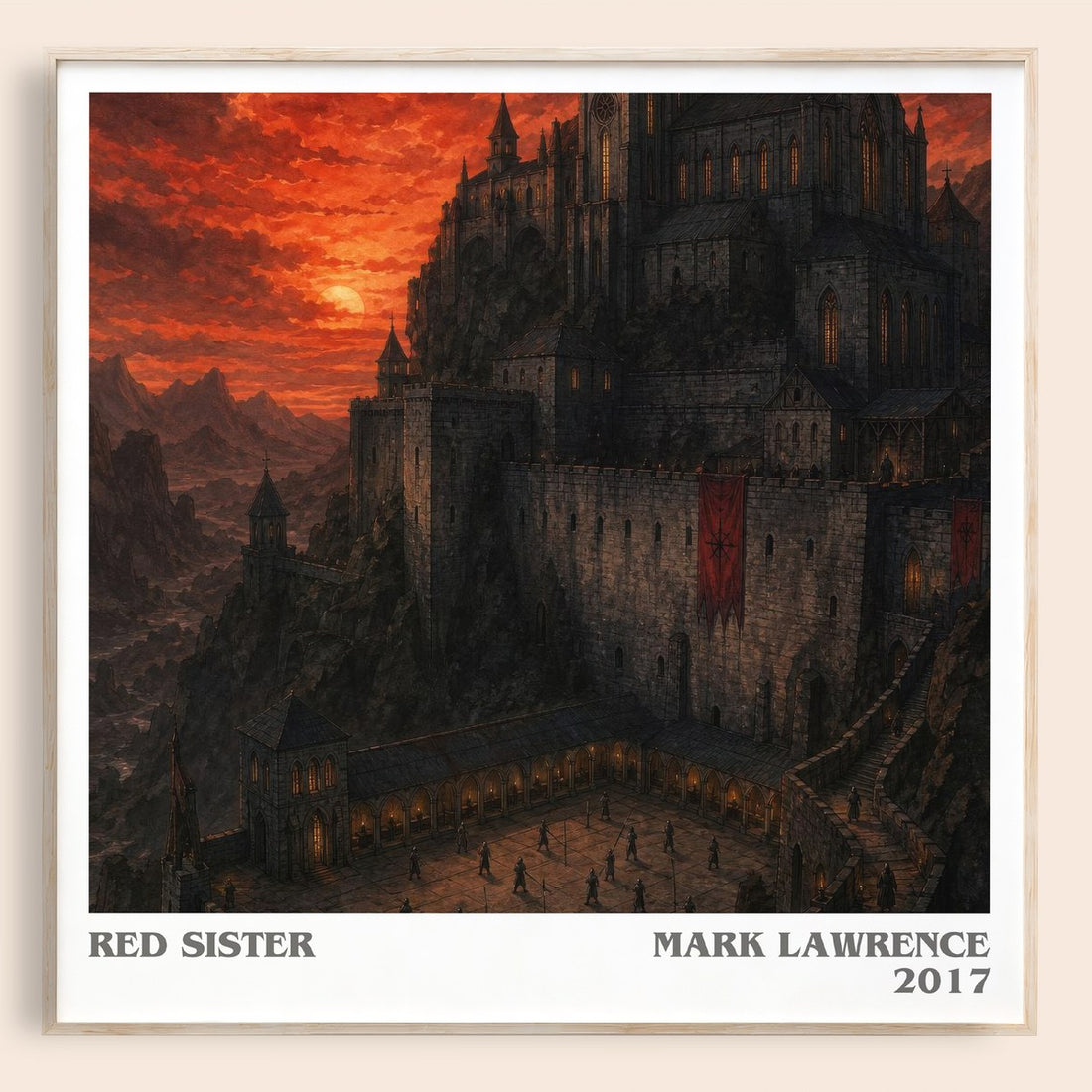 Red Sister literary book poster by Mark Lawrence – framed literary art print