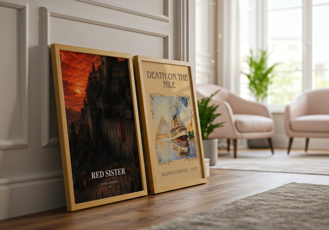 Red Sister watercolour print framed by window – literary home decor