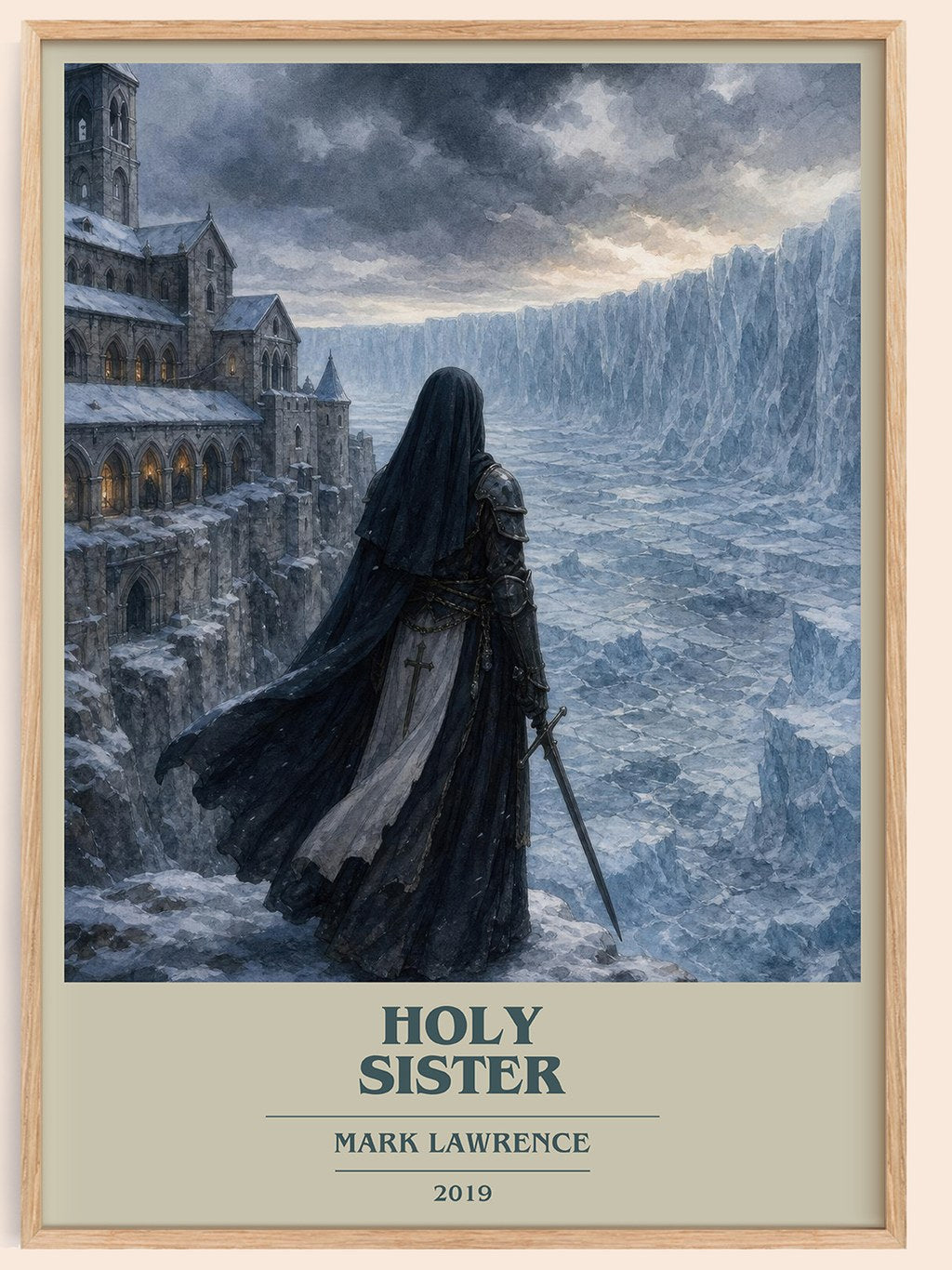 Holy Sister book cover book poster by Mark Lawrence – framed literary art print